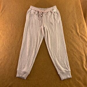 State of Day Womens Large Beige Cable Knit Drawstring Lounge Jogger Pants NWT